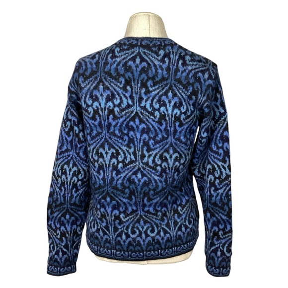 Intiwara Alpaca Button Cardigan Blue Black - Picture 3 of 11